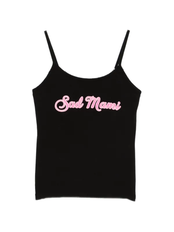 Willy Chavarria Sad Mami Slogan Tank Top in Black