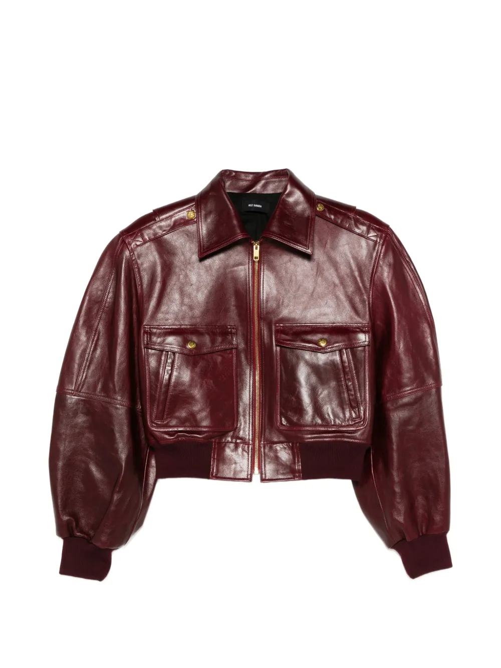 Willy Chavarria cropped leather jacket - Rot