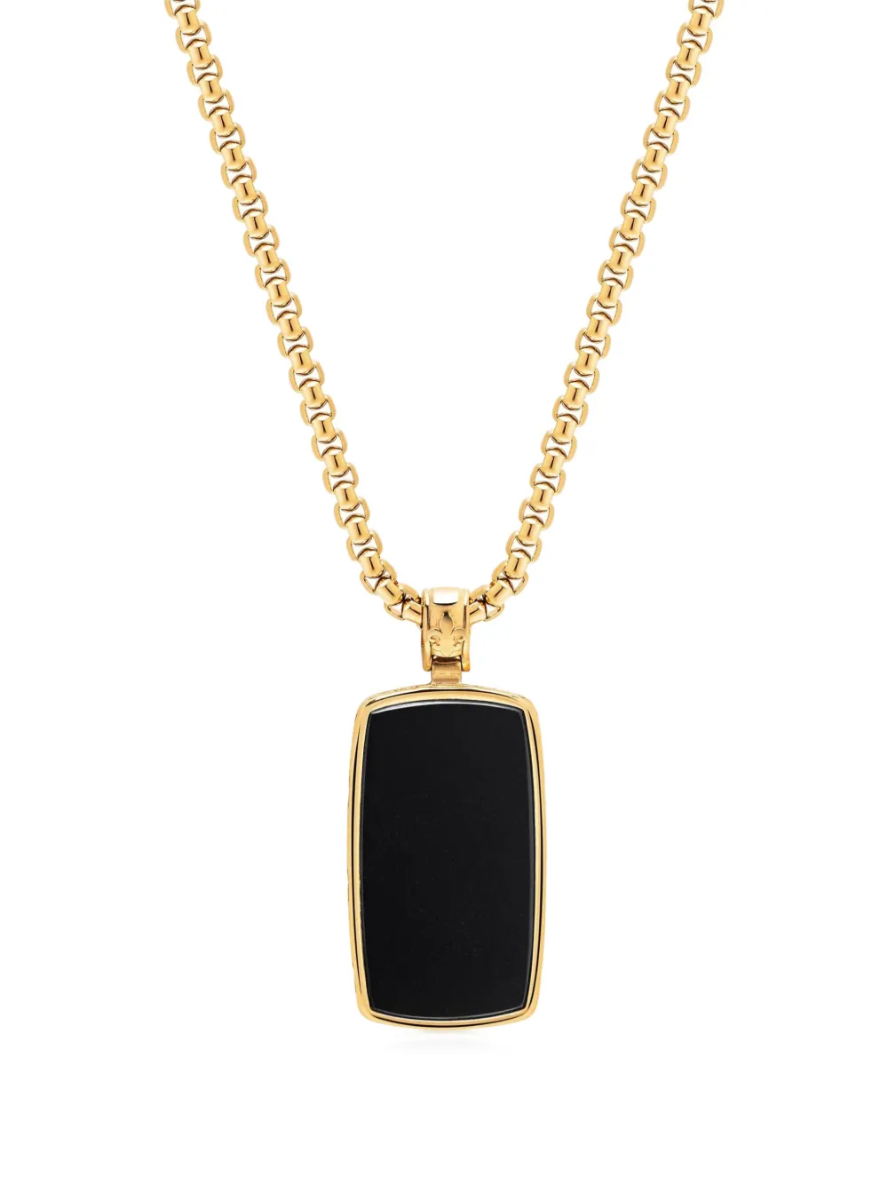 Nialaya Jewelry onyx dog-tag necklace - Gold