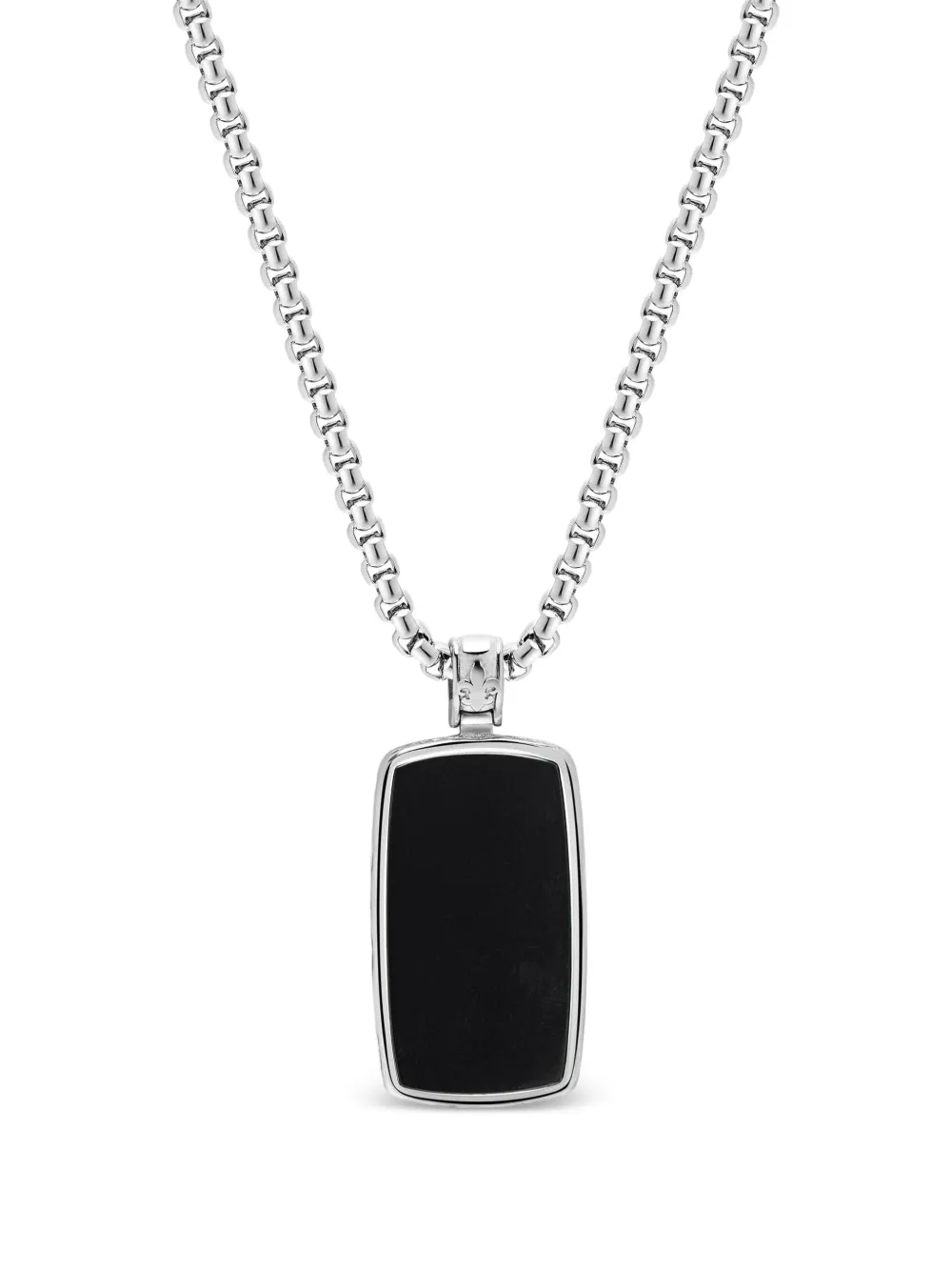 Nialaya Jewelry onyx dog-tag necklace - Argento