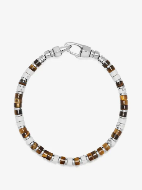 Nialaya Jewelry Heishi Armband mit Howlit und Tigerauge