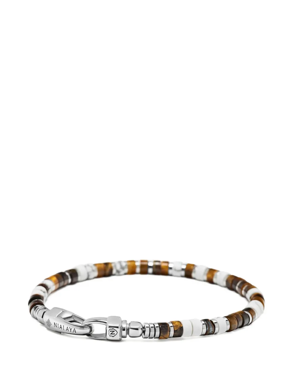 Nialaya Jewelry Heishi howlite and tiger-eye bracelet - Argento