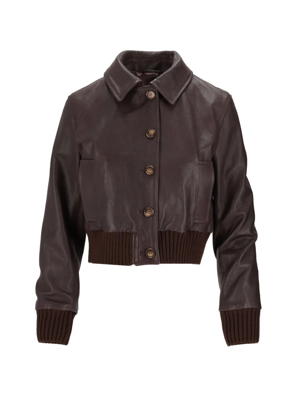 La-Rose Capra ribbed-trim jacket - Marrone