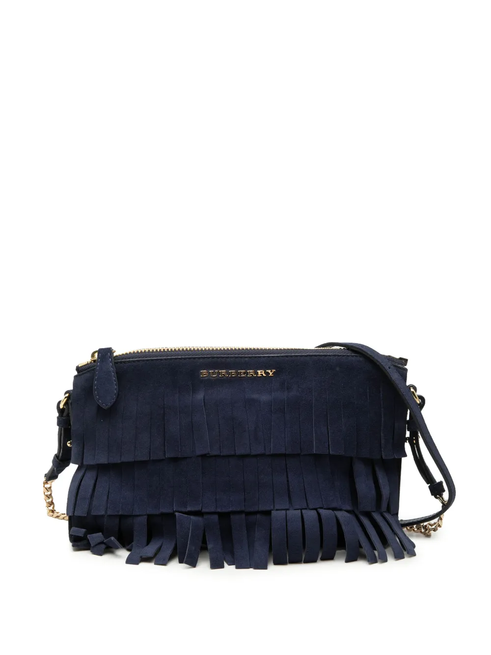 Burberry Pre-Owned 2000-2017 Suede Peyton Fringe crossbody bag - Blue