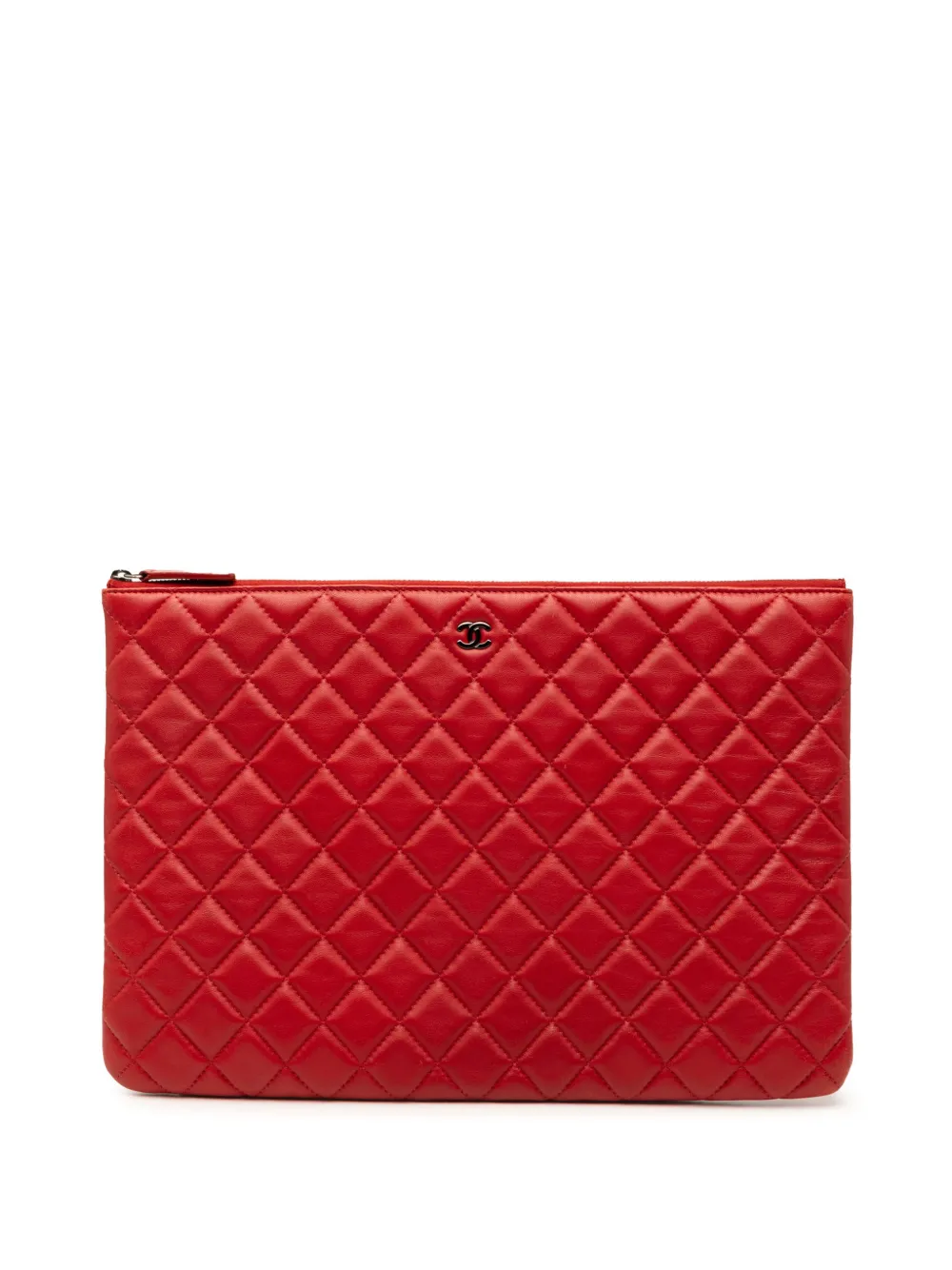 CHANEL Pre-Owned 2014-2015 Large Quilted Lambskin O Case clutch bag - Rot