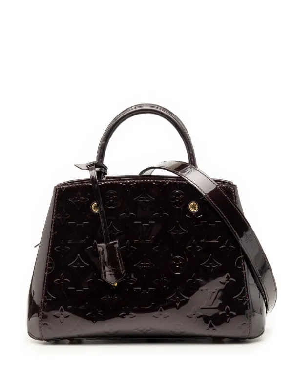 Louis Vuitton Pre-owned 2015 Monogram Vernis Montaigne BB Satchel in Purple