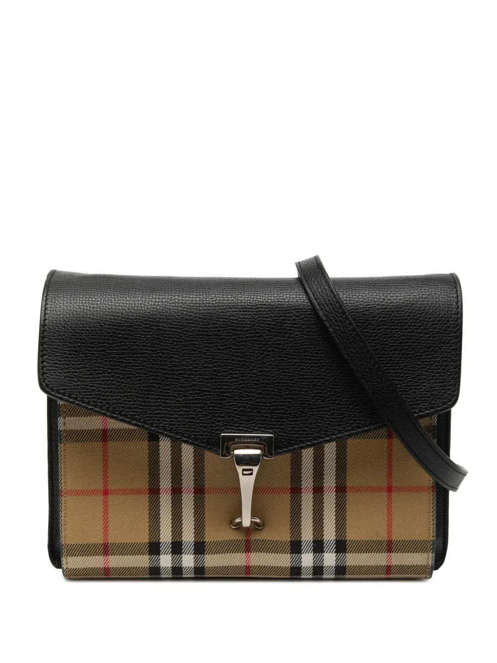Burberry Pre-Owned 2000-2017 Small Leather and House Check Canvas Derby Macken crossbody bag - Nero