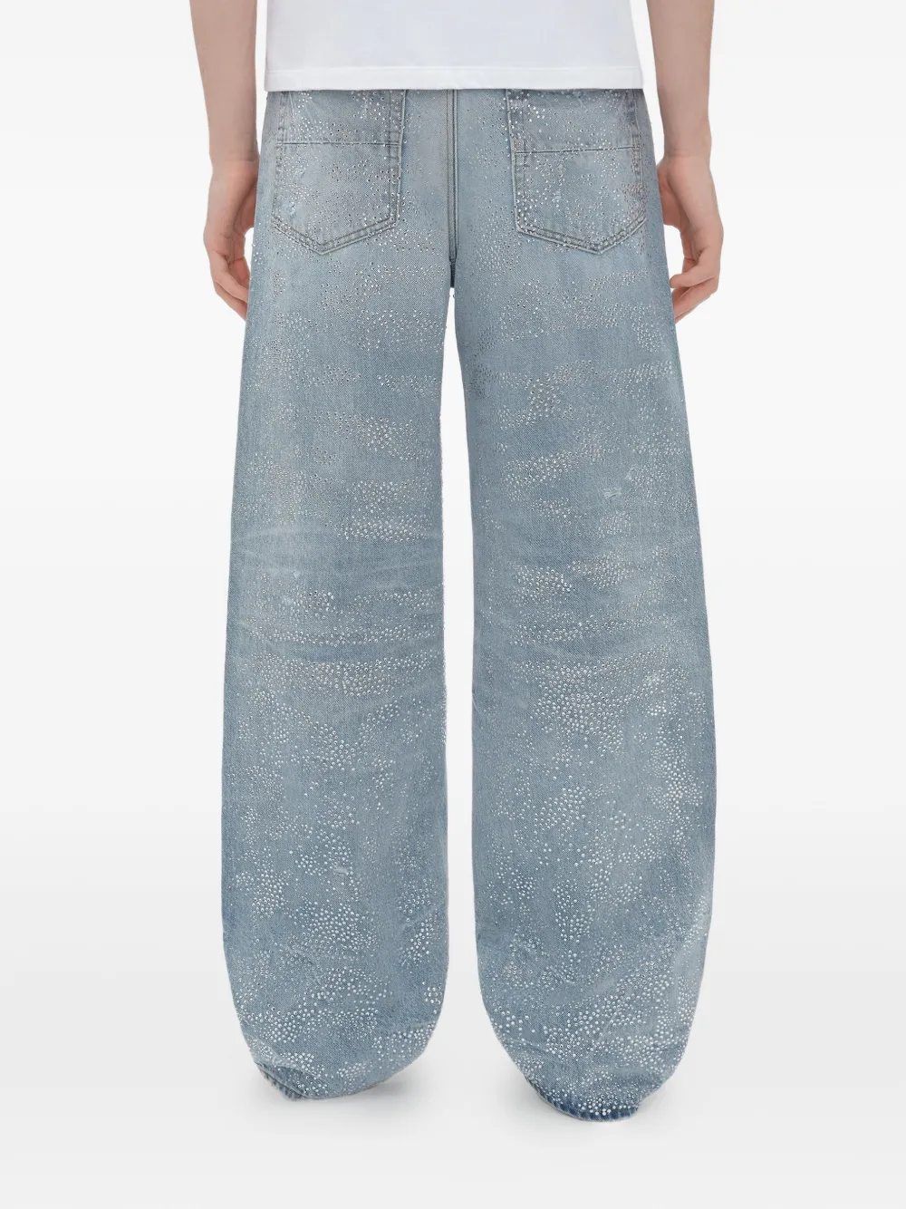 AMIRI Gerafelde jeans verfraaid met kristallen Blauw