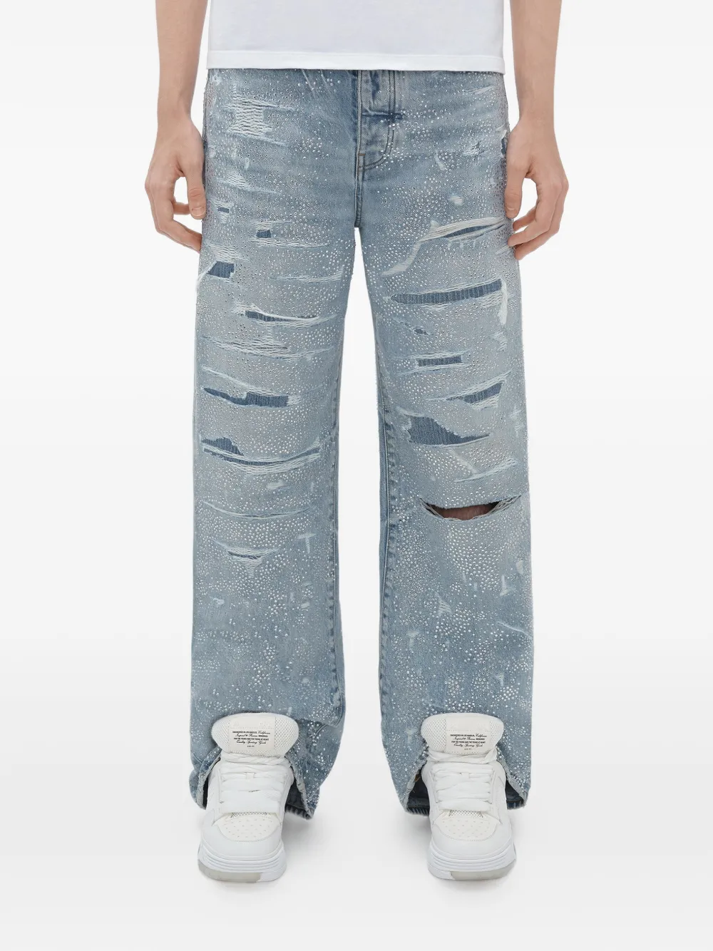 AMIRI crystal-embellished repaired jeans - Blu