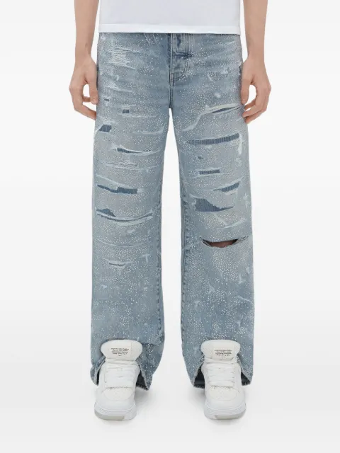 AMIRI crystal-embellished repaired jeans
