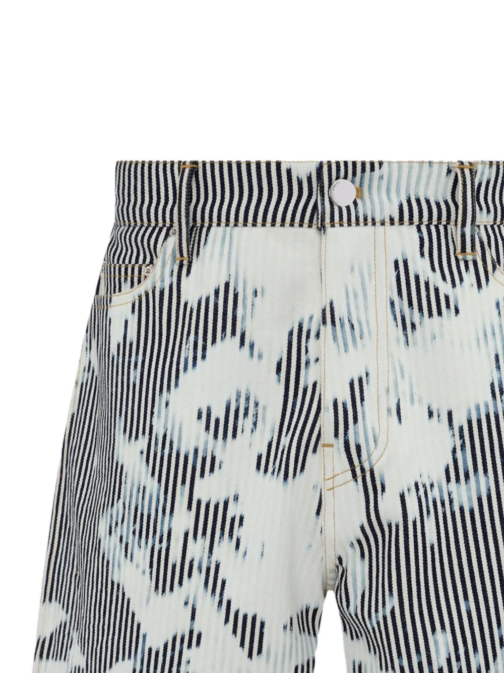  Amiri Bermudas Workman A Rayas - Blanco 