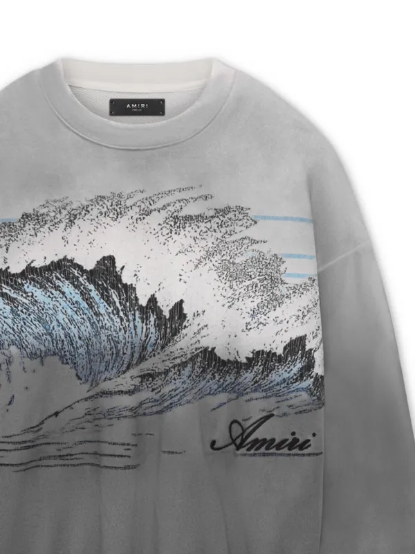 AMIRI Wave-print Oversized Sweatshirt | Grey | FARFETCH