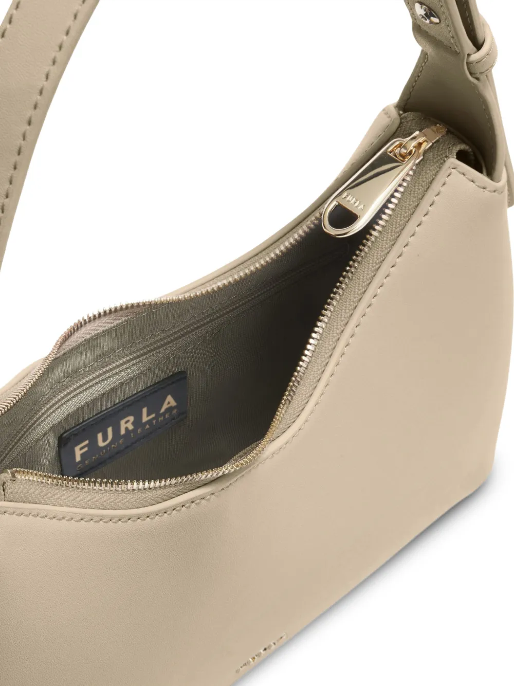 Furla Kleine Febe leren schoudertas Bruin