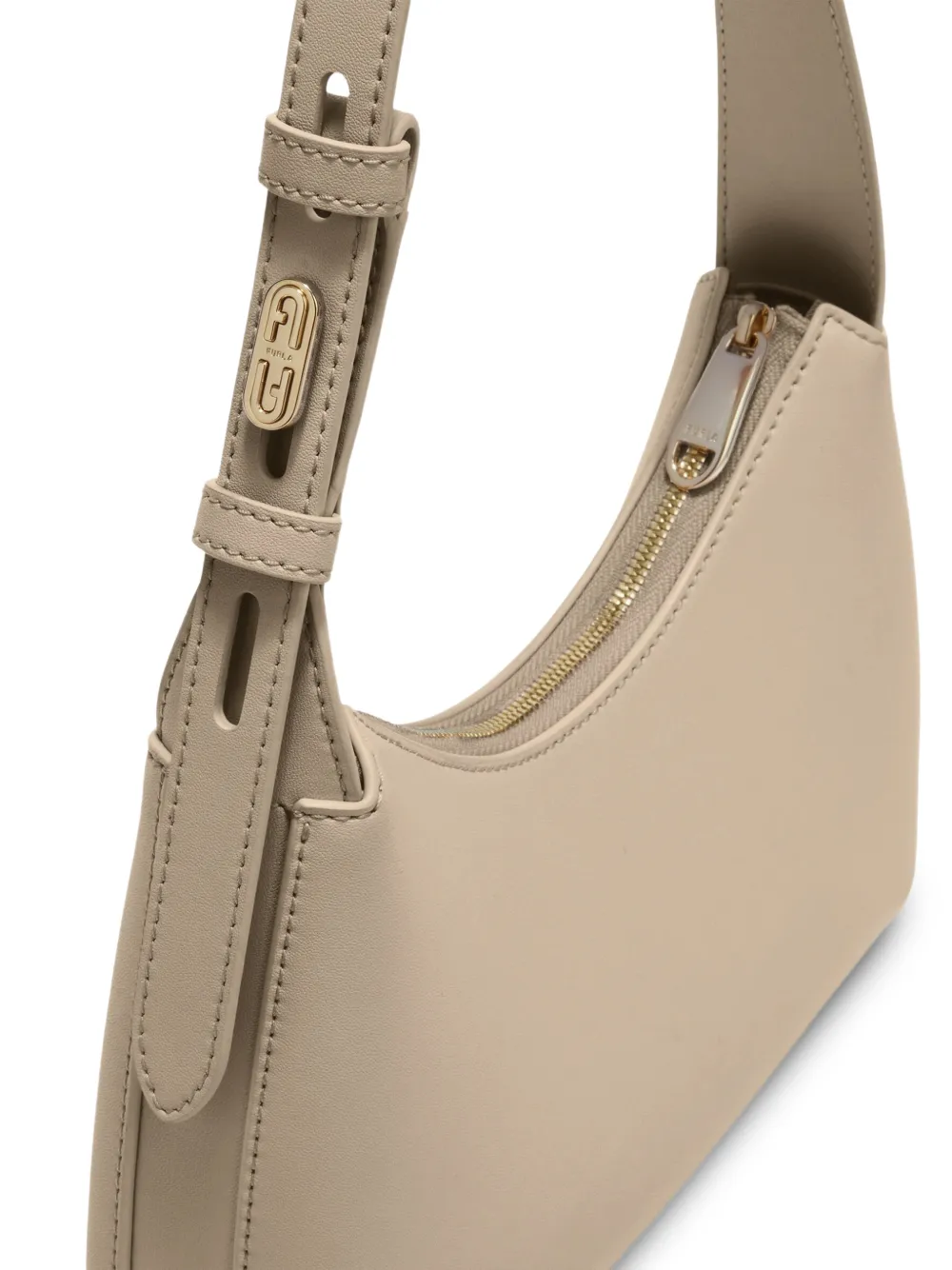 Furla Kleine Febe leren schoudertas Bruin