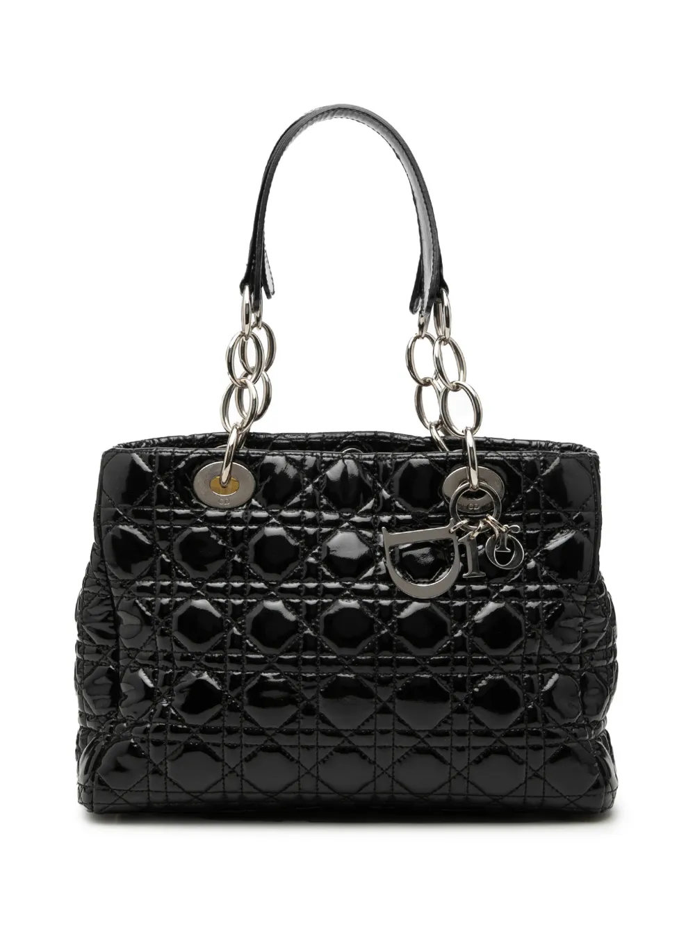 Christian Dior Pre-Owned 2011 Small Patent Cannage Soft Zipped Shopping tote bag - Nero