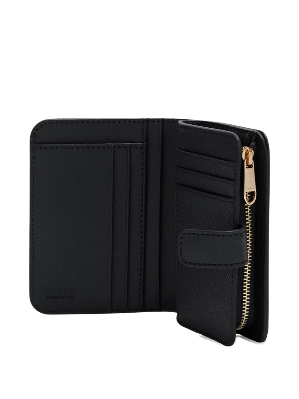Furla Classic kleine compacte leren portemonnee Zwart