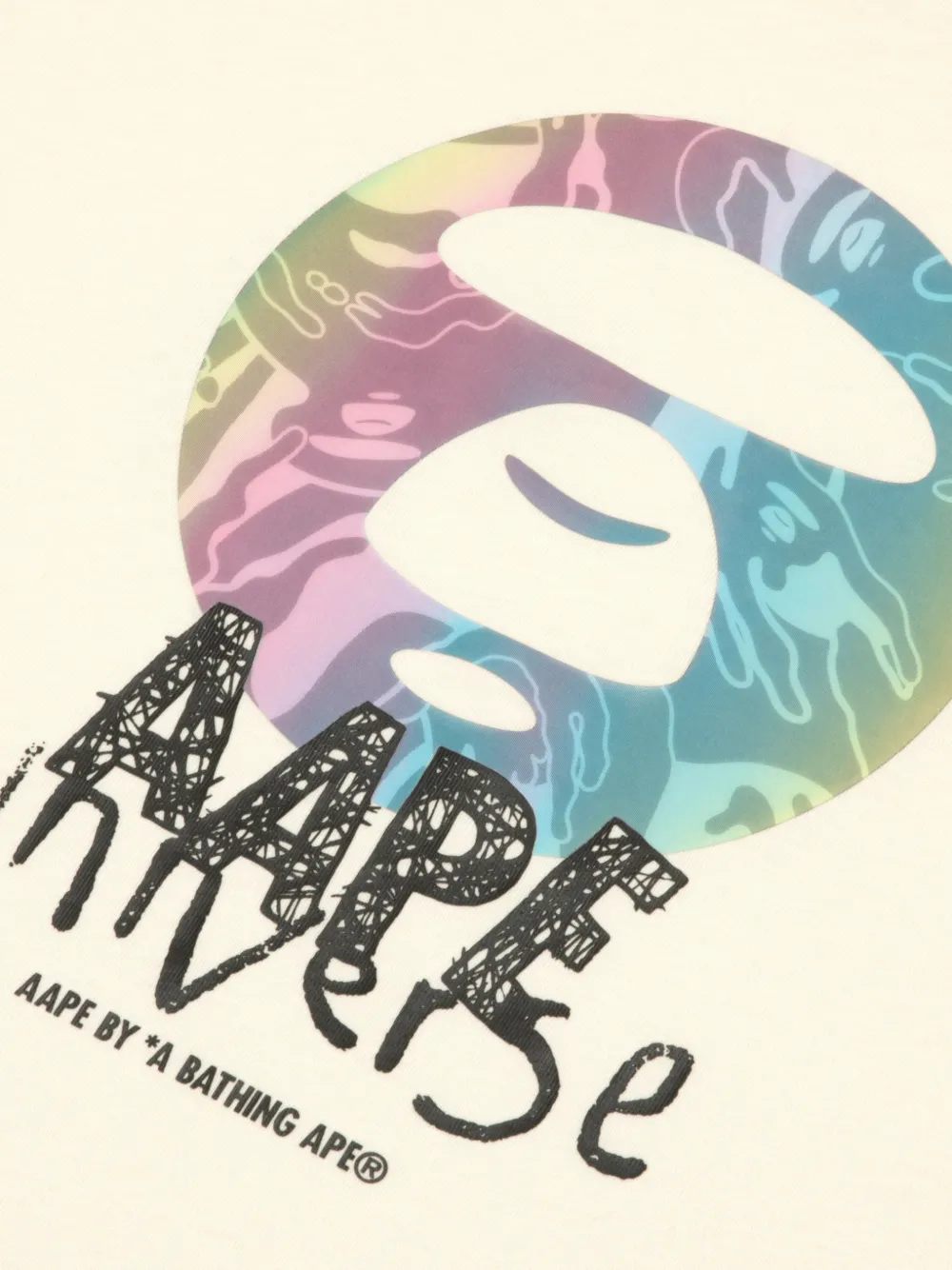 AAPE BY *A BATHING APE T-shirt met logopatch en Moonface-print Beige