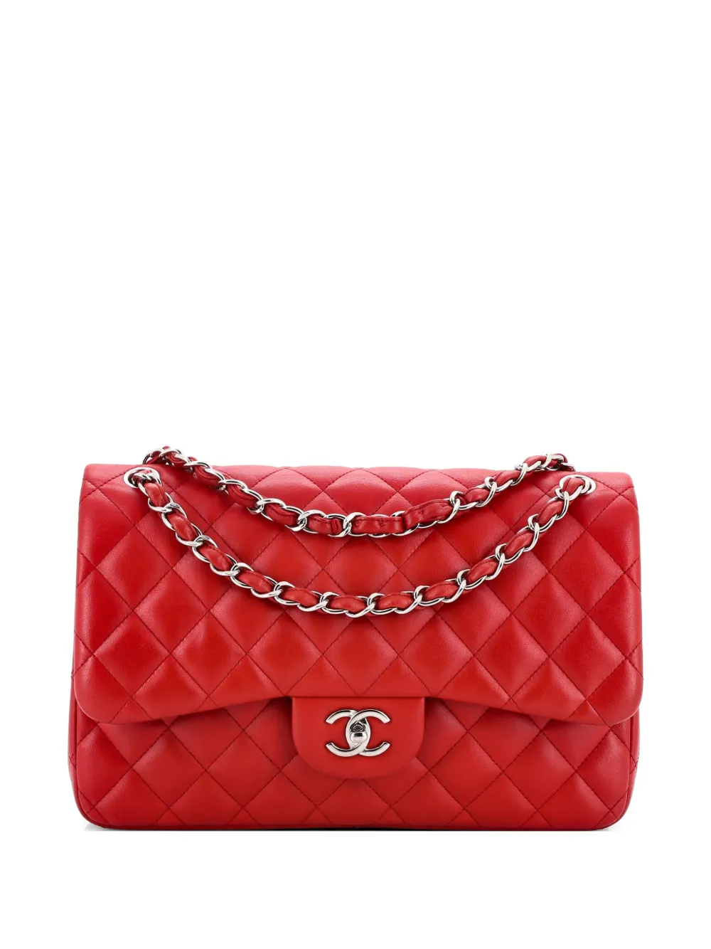 CHANEL Pre-Owned Classic Double Flap Bag Quilted Lambskin Jumbo shoulder bag - Rot