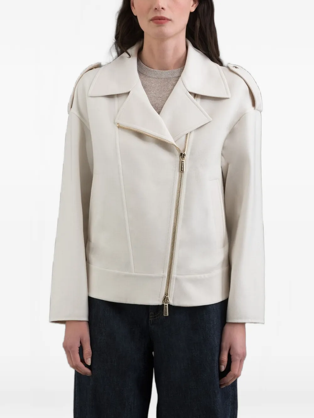 Moorer Viana biker jacket - Nude
