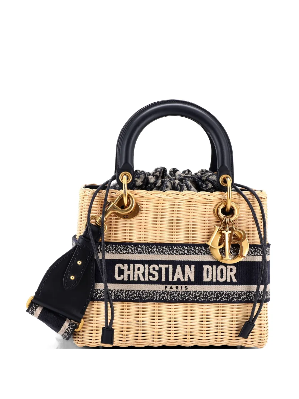 Christian Dior Pre-Owned Mittelgroße Lady Dior Wicker Tote Bag aus Oblique Canvas - Blau