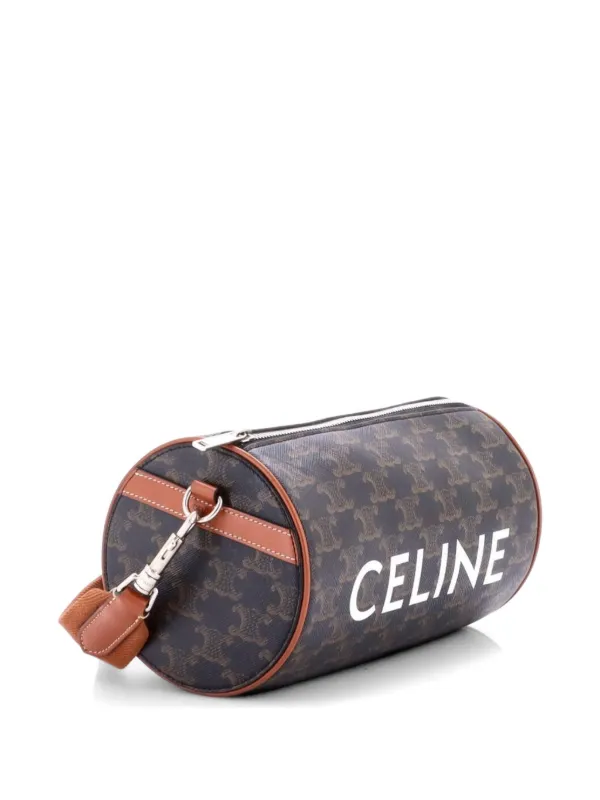 Celine Pre-Owned Logo Cylinder Bag Triomphe Coated Canva Crossbody