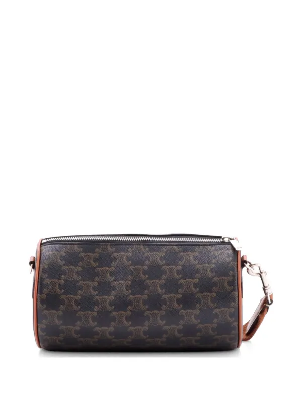 Celine Pre-Owned Logo Cylinder Bag Triomphe Coated Canva Crossbody