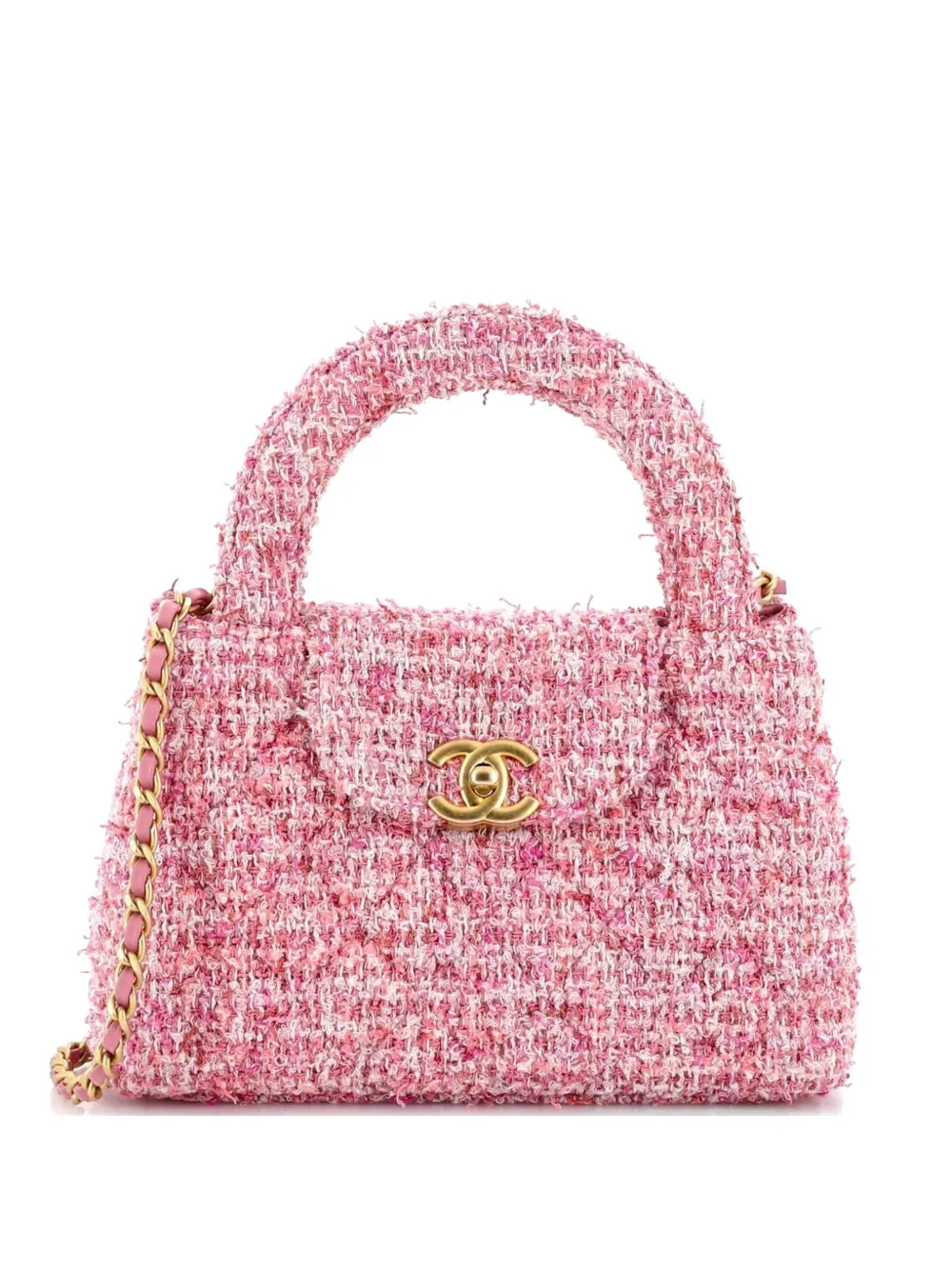 CHANEL Pre-Owned Gesteppte Kelly Mini-Satchel-Tasche aus Tweed - Rosa