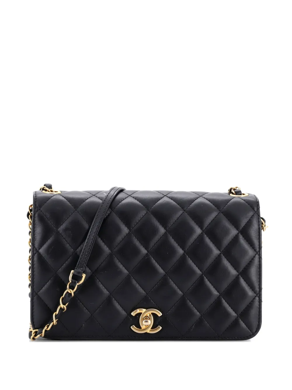 CHANEL Pre-Owned CC Side Chain Full Flap Bag Quilted Calfskin Medium crossbody bag - Nero