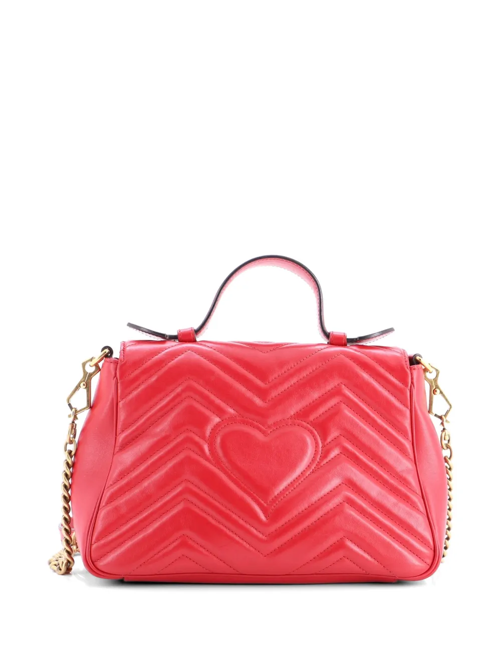 GUCCI GGマーモント マトラッセ レザー ミニ トップハンドルバッグ Gucci Pre-Owned GGマーモント トップハンドル フラップ マトラッセ