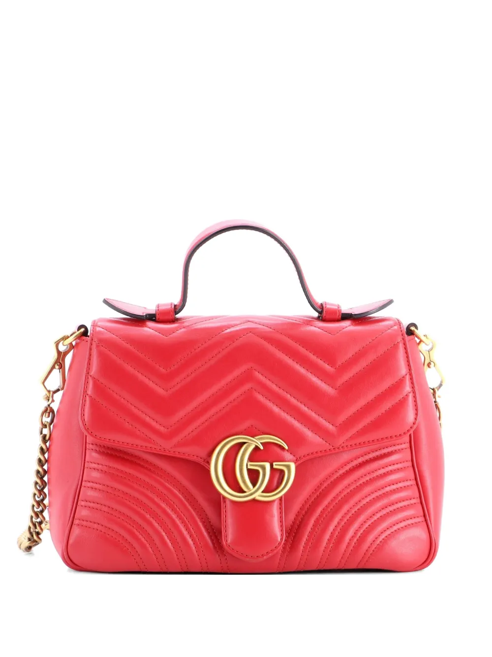 Gucci Pre-Owned GG Marmont Top Handle Flap Bag Matelasse Leather Small satchel - Rot