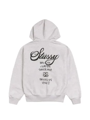 Stüssy World Tour zip-up Hoodie | Grey | FARFETCH