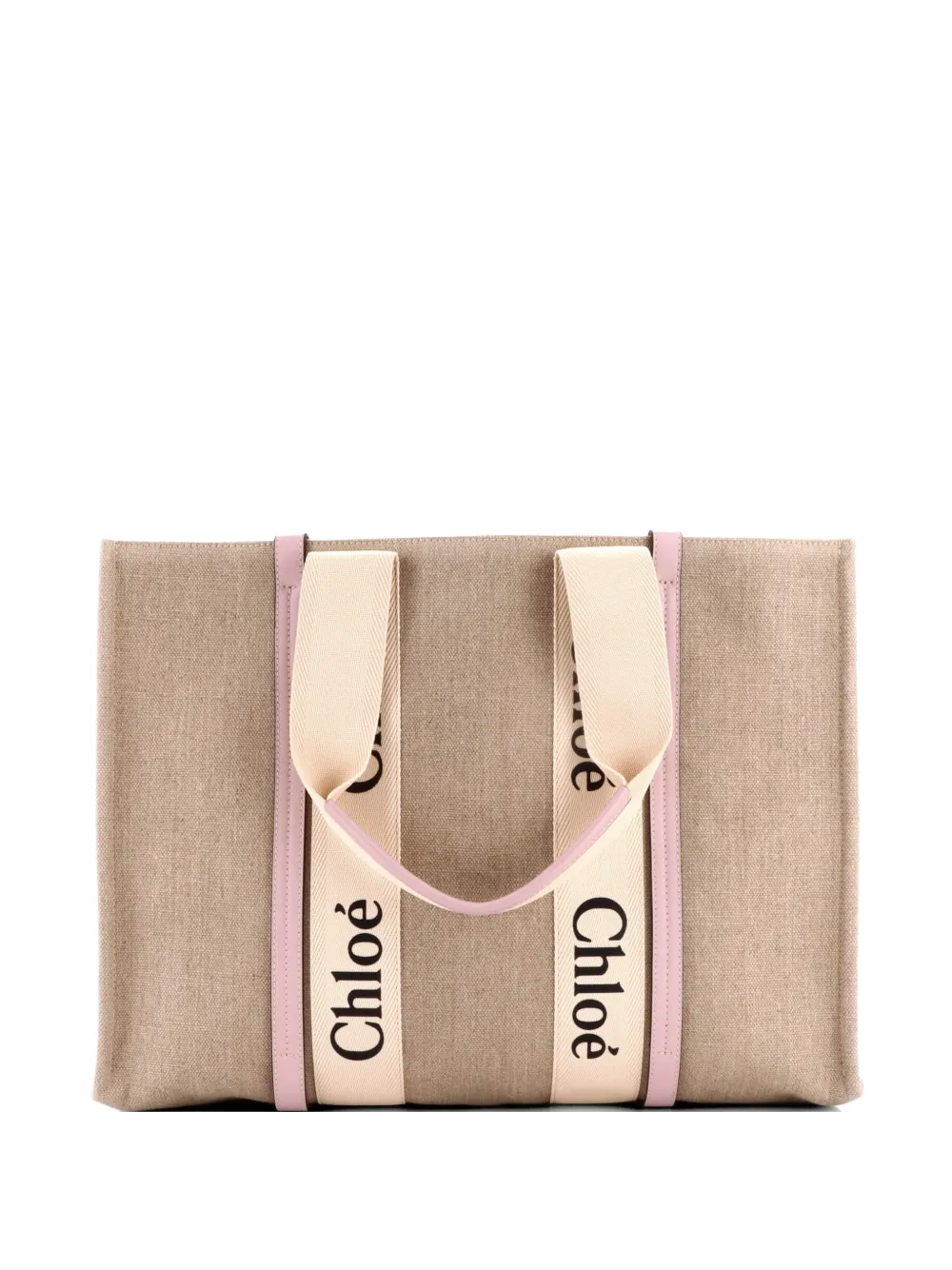 Chloé Pre-Owned Borsa tote Woody grande in tela e pelle - Toni neutri