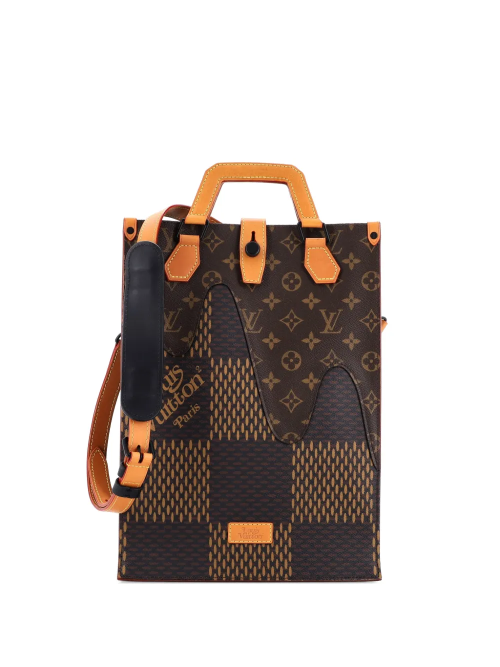 Louis Vuitton Pre-Owned Borsa tote Nigo mini Limited Edition in tela Monogram e Giant Damier - Marrone