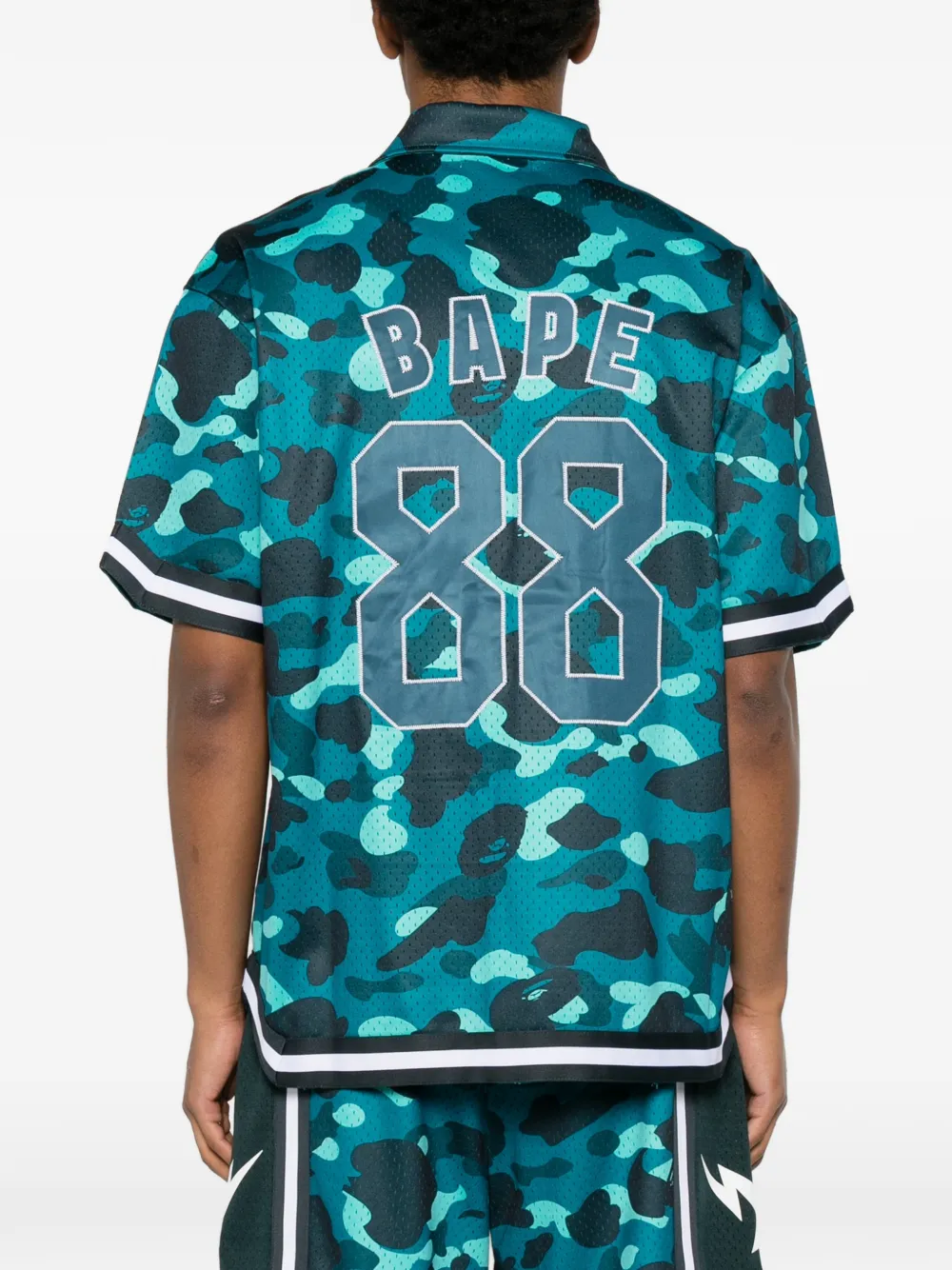 A BATHING APE Overhemd met logopatch en camouflageprint Groen