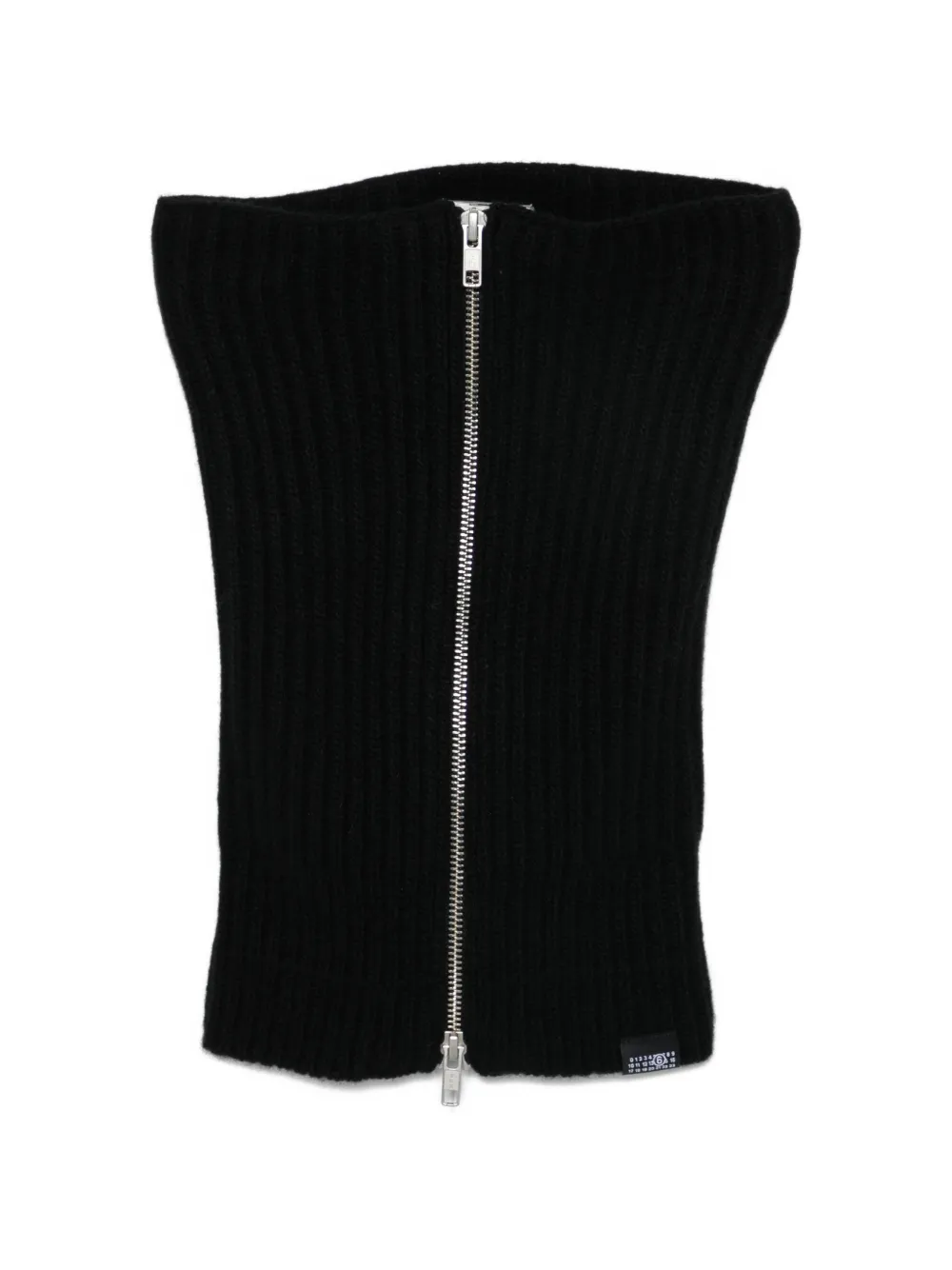 MM6 Maison Margiela ribbed-knit zip-up scarf - Nero