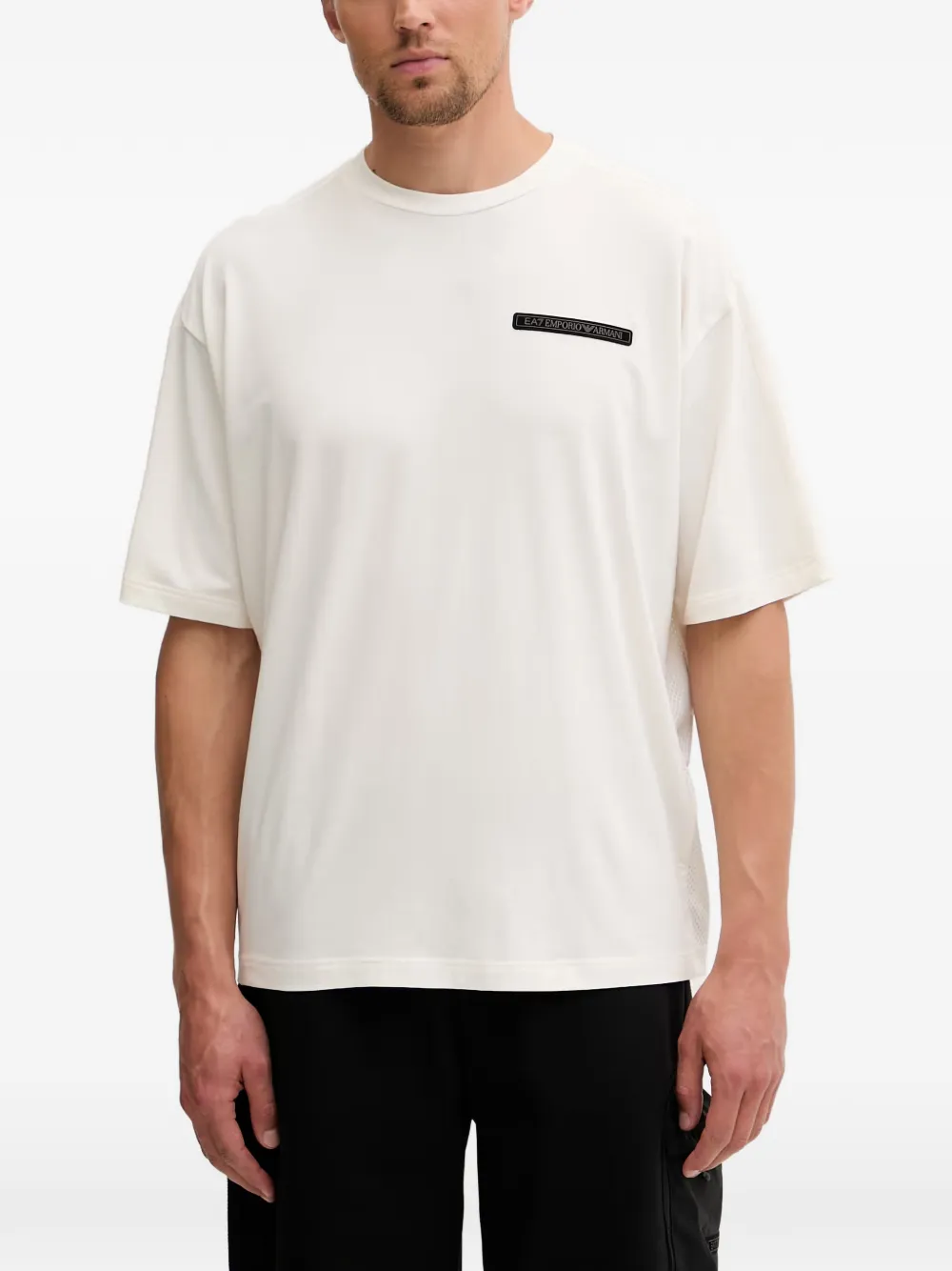 Ea7 Emporio Armani T-shirt con applicazione logo - Toni neutri