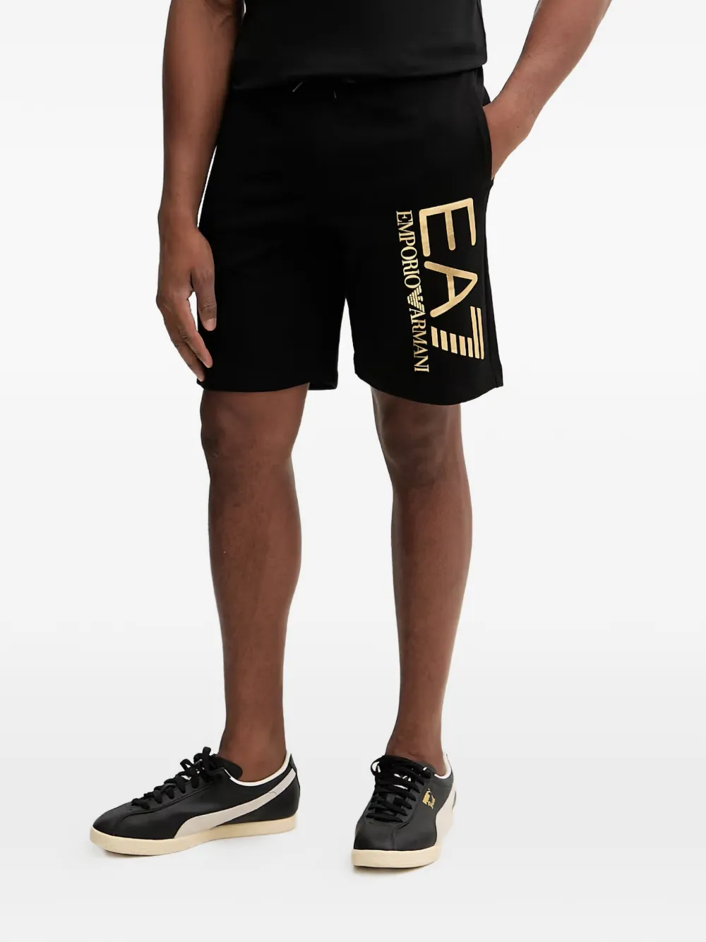 Ea7 Emporio Armani Costume da bagno con logo e coulisse - Nero