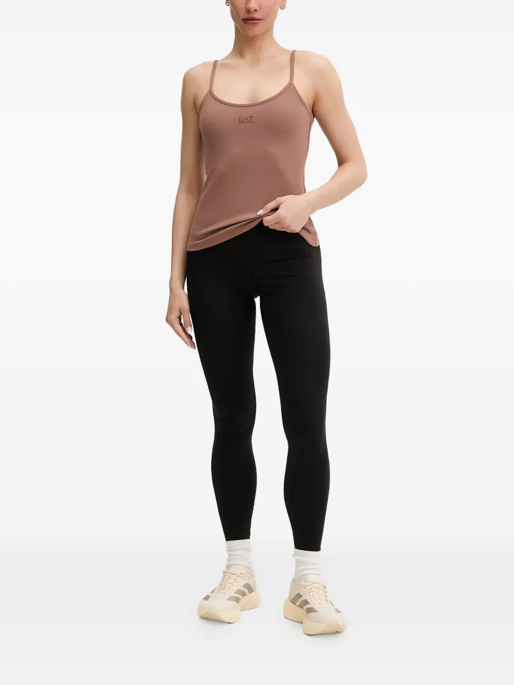 Ea7 Crossover-back Tank Top In Brown