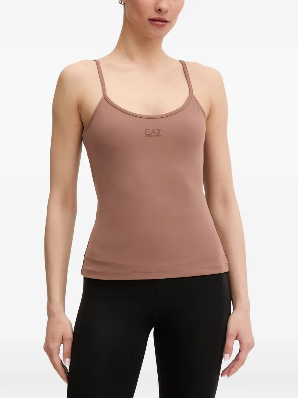 Ea7 Crossover-back Tank Top In Brown