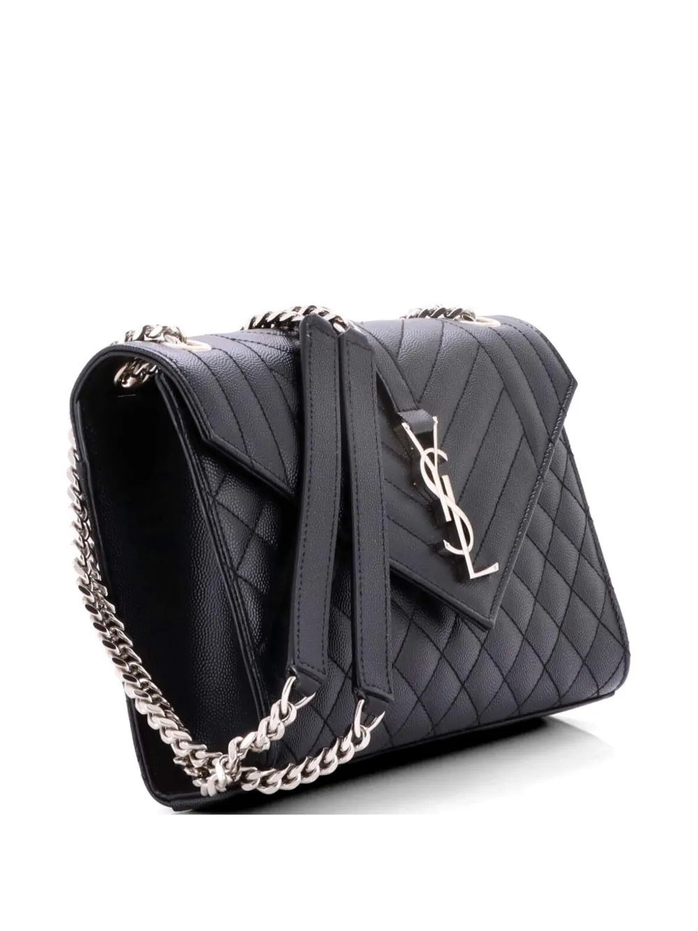 Saint Laurent Pre-Owned Classic Monogram Envelope Satchel Mixed Matelasse Leather Medium shoulder bag - Nero
