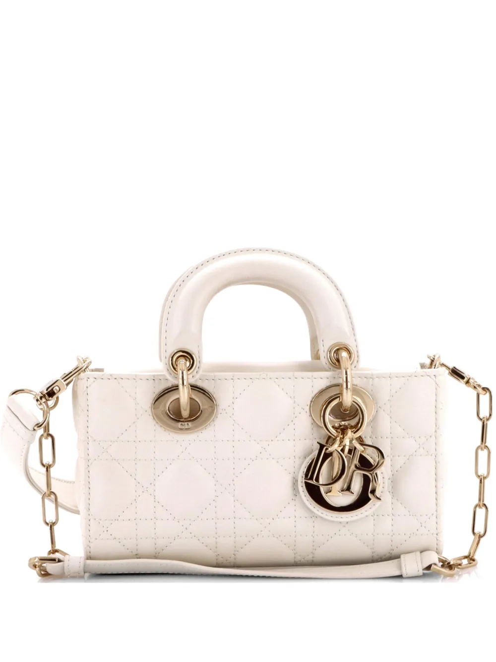 Christian Dior Pre-Owned Lady D-Joy Bag Cannage Quilt Lambskin Micro satchel - Weiß