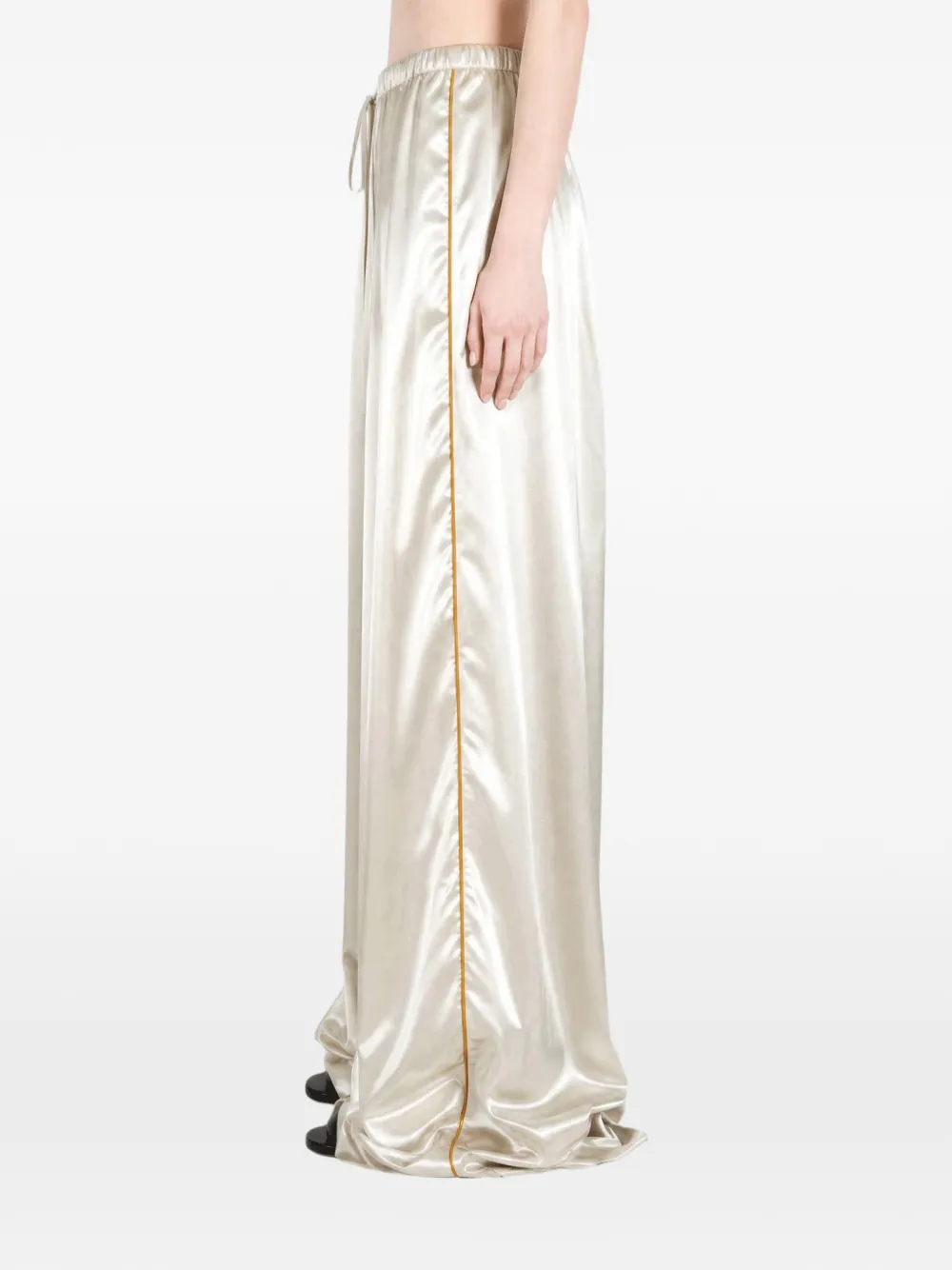 Ann Demeulemeester Palazzo broek met trekkoord en afwerking Beige