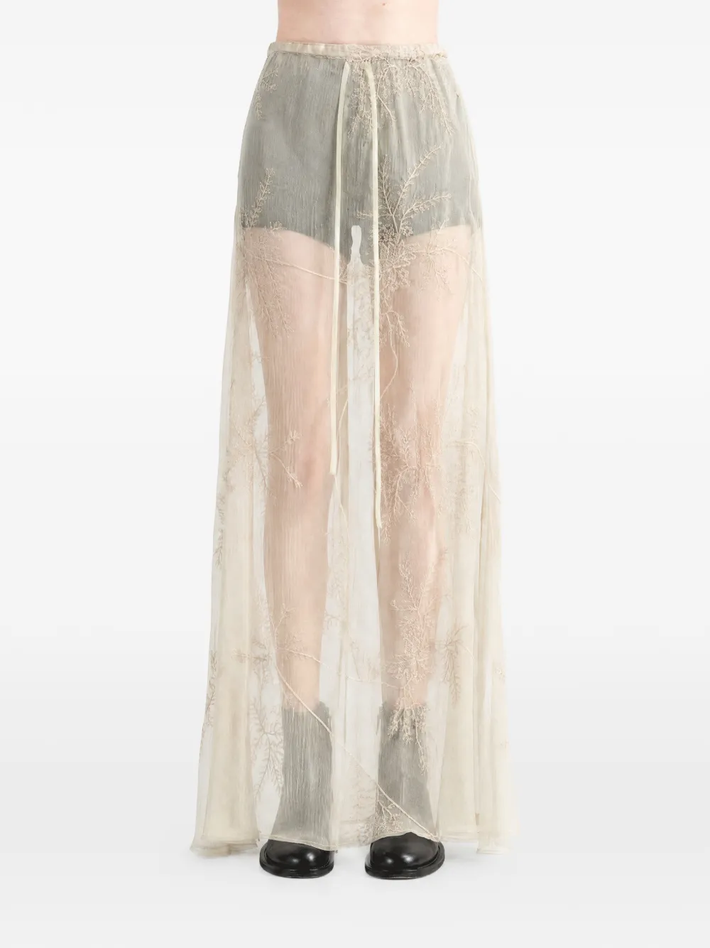 Ann Demeulemeester Gonna lunga con ricamo - Toni neutri