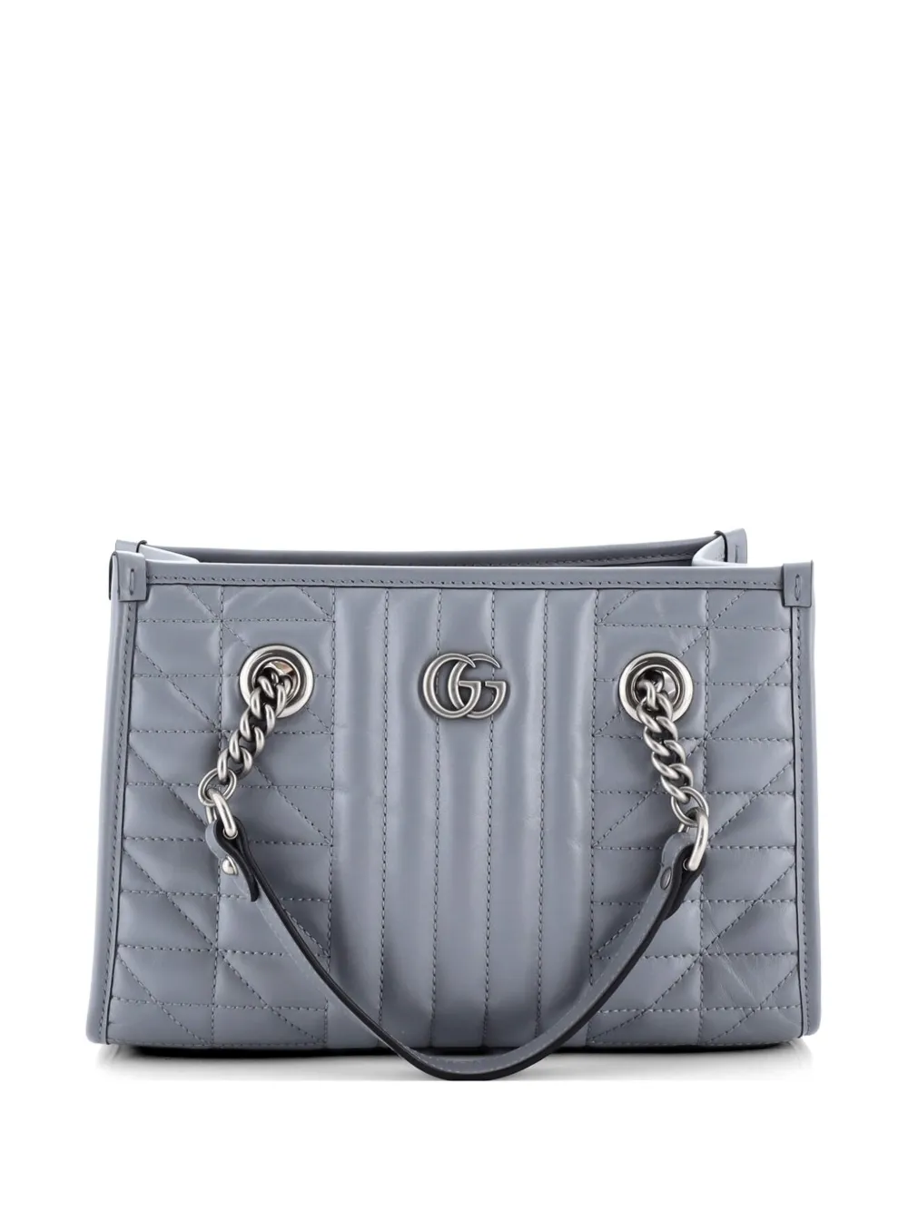 Gucci Pre-Owned Borsa tote GG Marmont Aria piccola in pelle matelassé con catena - Grigio