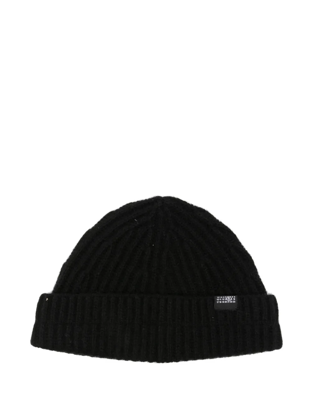 MM6 Maison Margiela ribbed-knit logo-patch beanie hat - Nero
