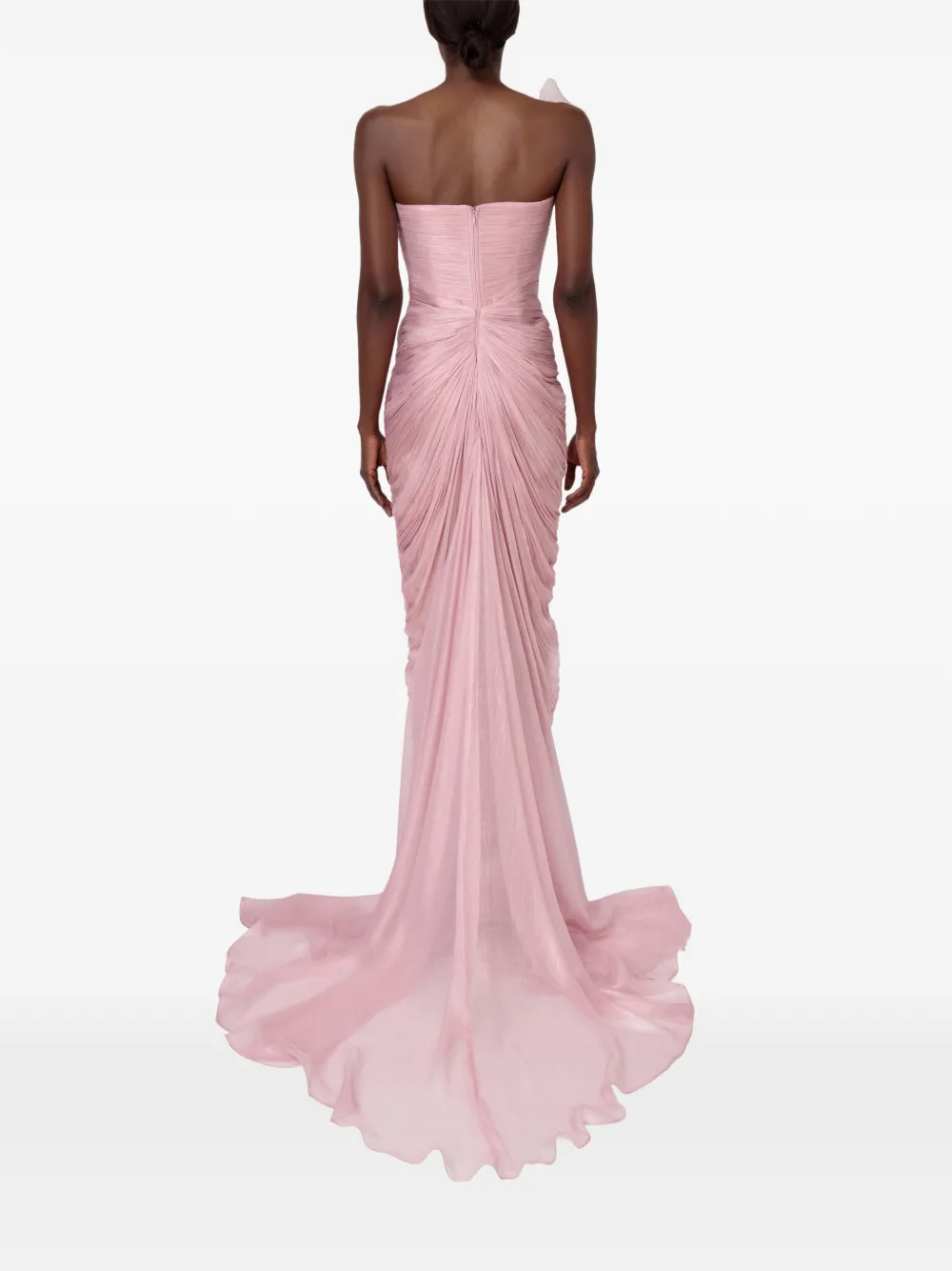 Iris Serban Elisabeth maxi-jurk met bloemendetail en ruches Roze