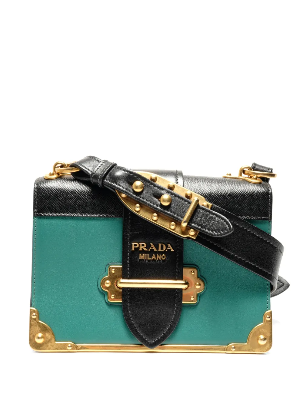 Pre-owned Prada 2016-2019 Cahier Shoulder Bag In Green