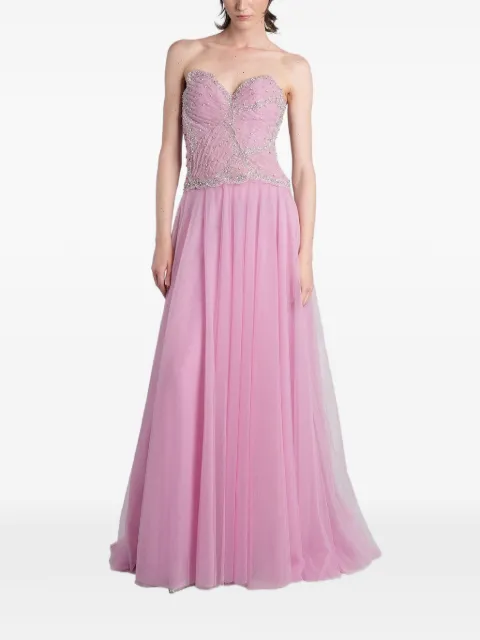 Costarellos Vivienne crystal-embellished strapless gown maxi dress