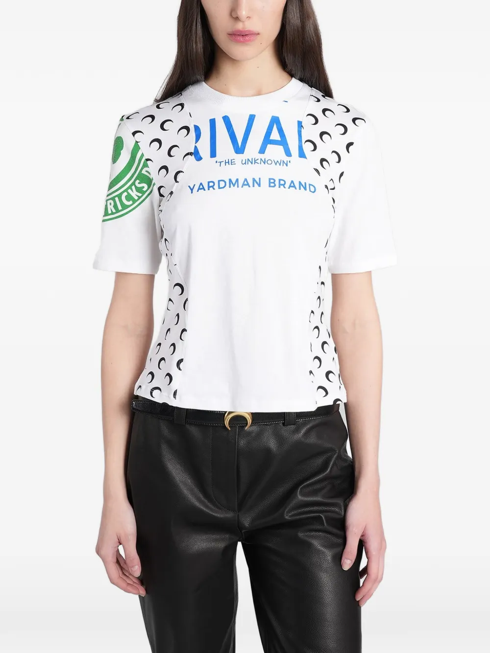 Marine Serre graphic-print panelled T-shirt - Bianco