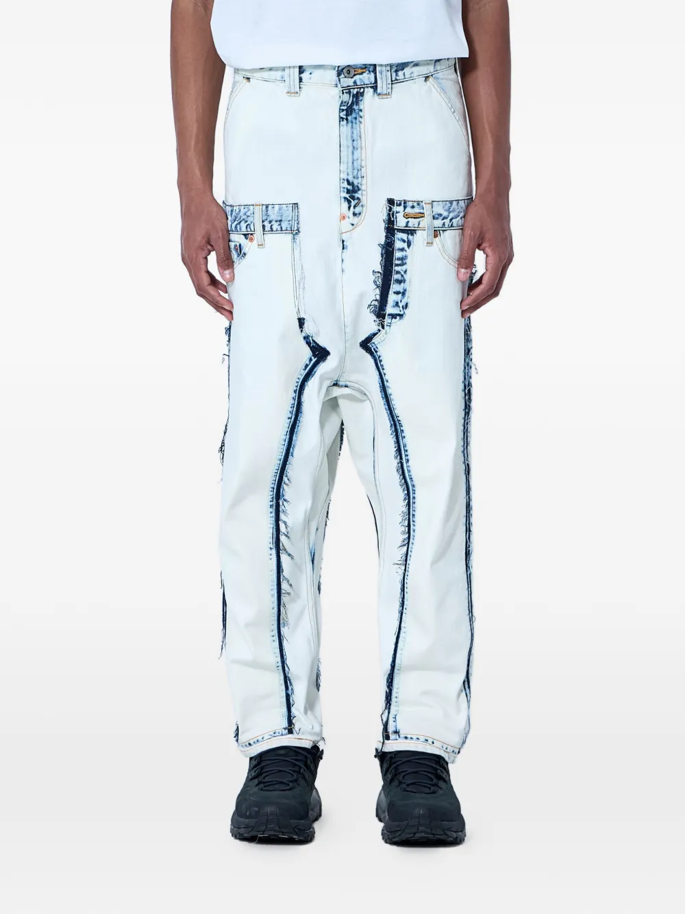 Junya Watanabe panelled exposed-seam jeans - Bianco